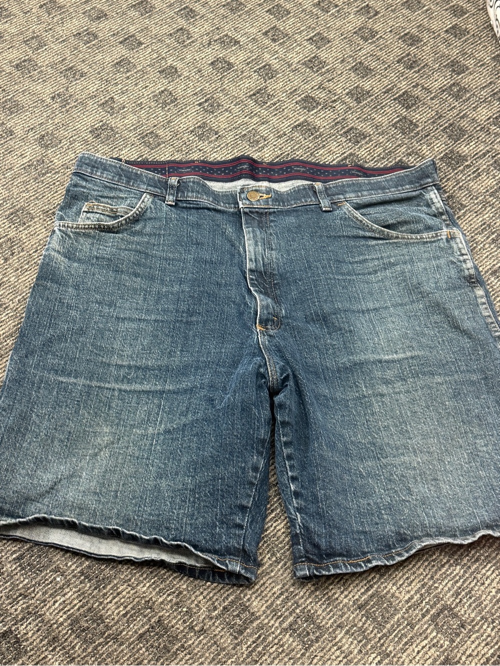 Wrangler Flex Waist Denim Shorts Men’s 40 Blue Stretch Cutoff Jean‎ Short